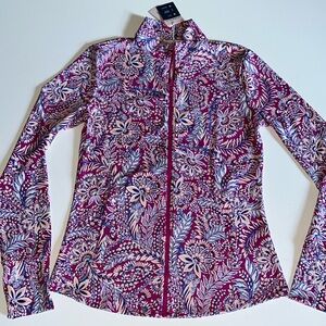 Tommy Bahama Golf women’s S UPF 50 full zip floral shirt quick dry pink NWT